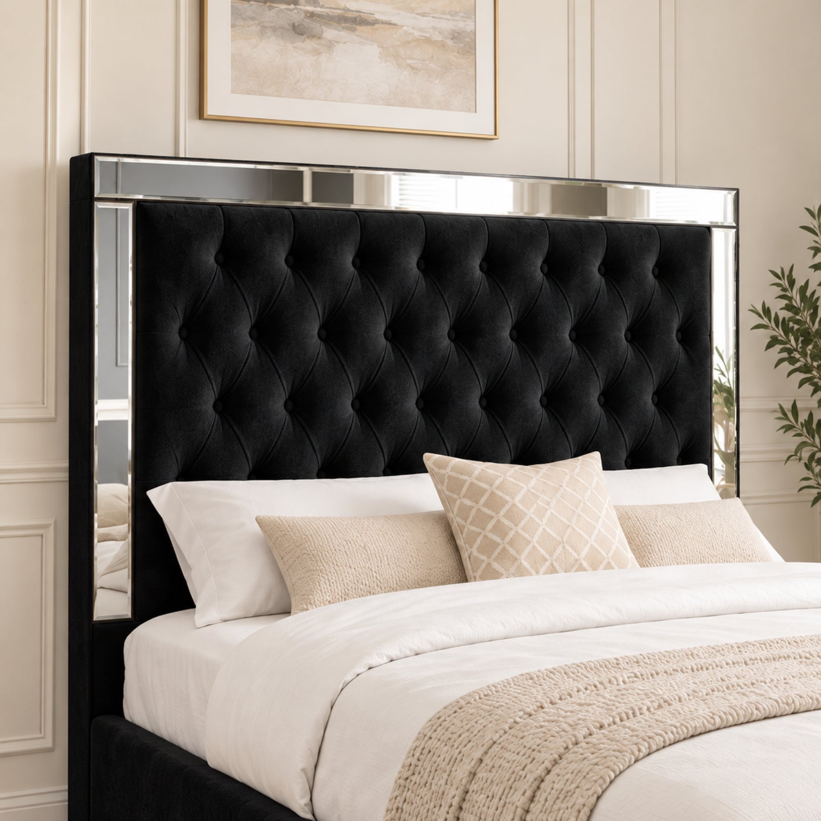 Marino Mirror Upholstered Soft Velvet Bed Frame