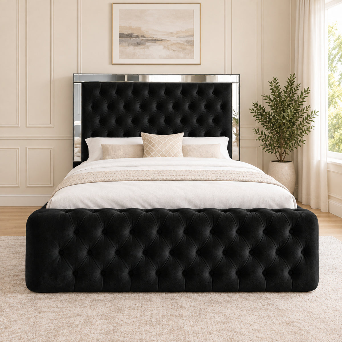 Marino Mirror Upholstered Soft Velvet Bed Frame