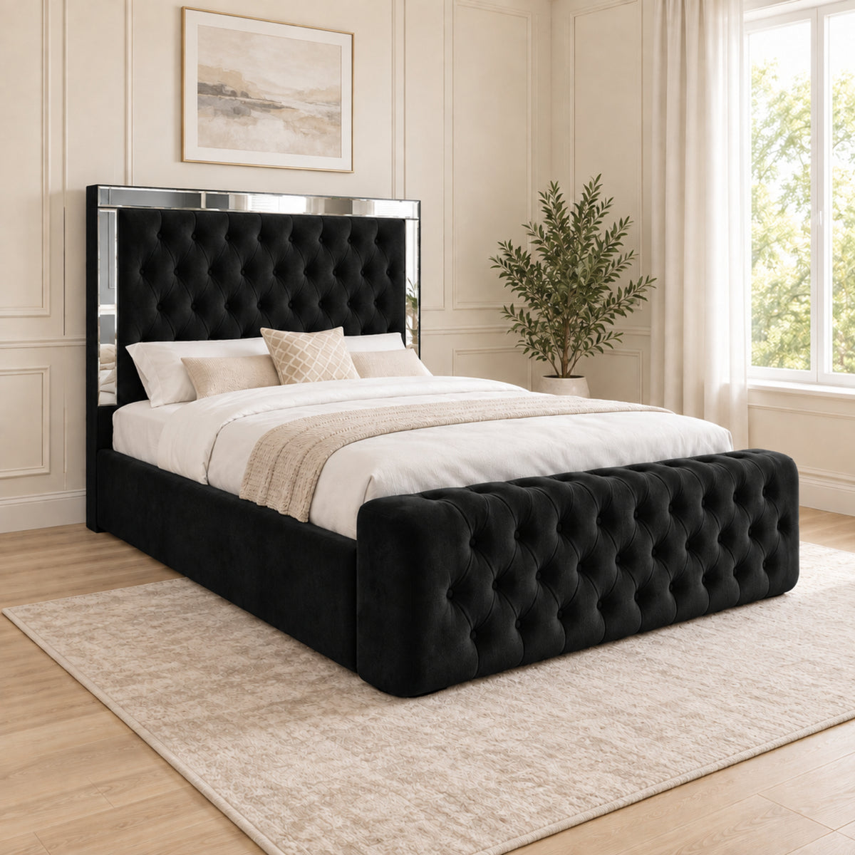 Marino Mirror Upholstered Soft Velvet Bed Frame