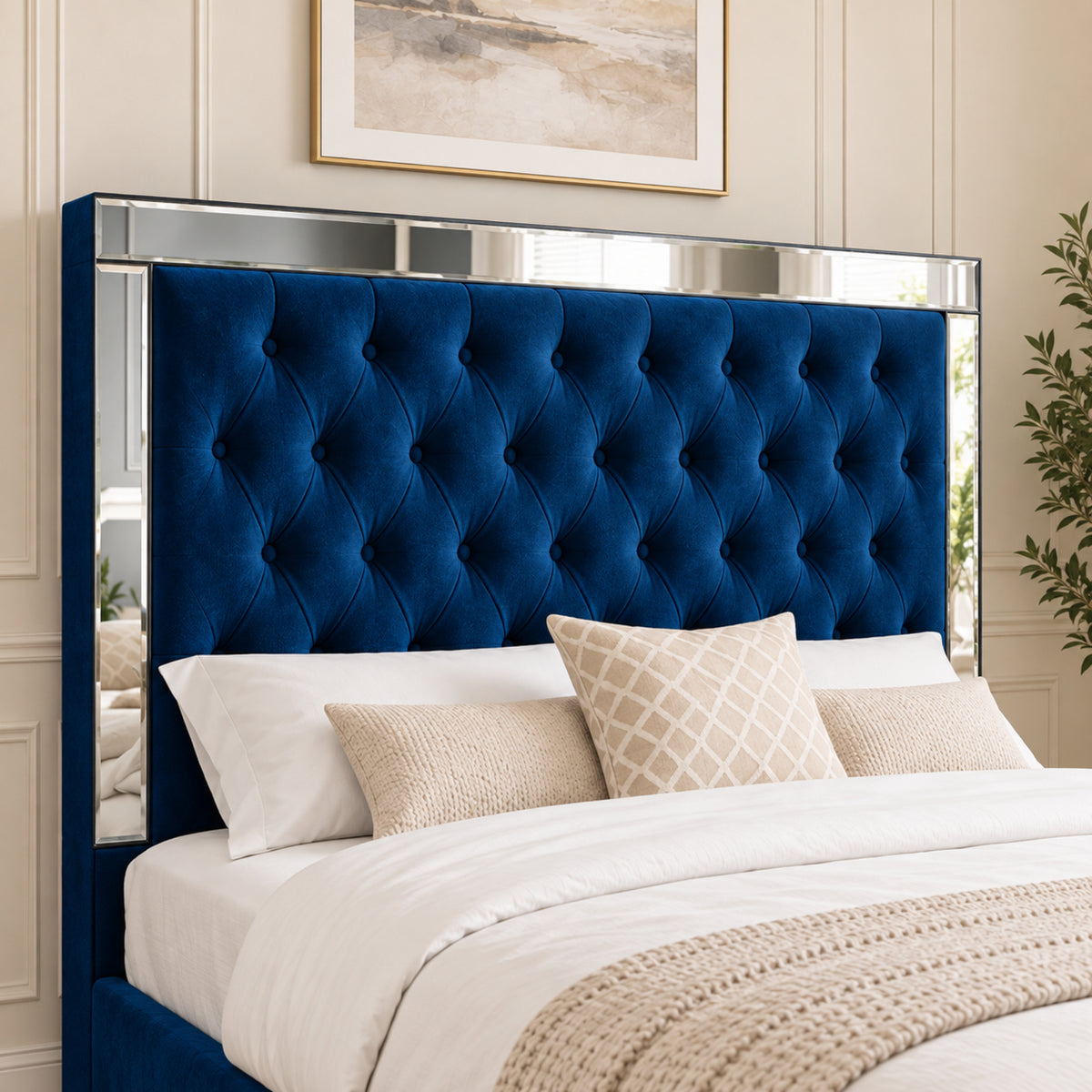 Marino Mirror Upholstered Soft Velvet Bed Frame