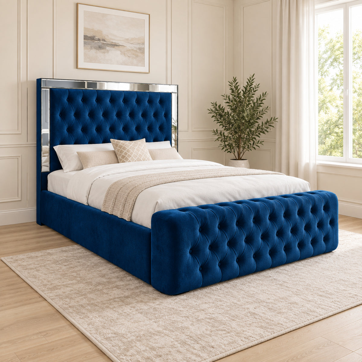 Marino Mirror Upholstered Soft Velvet Bed Frame