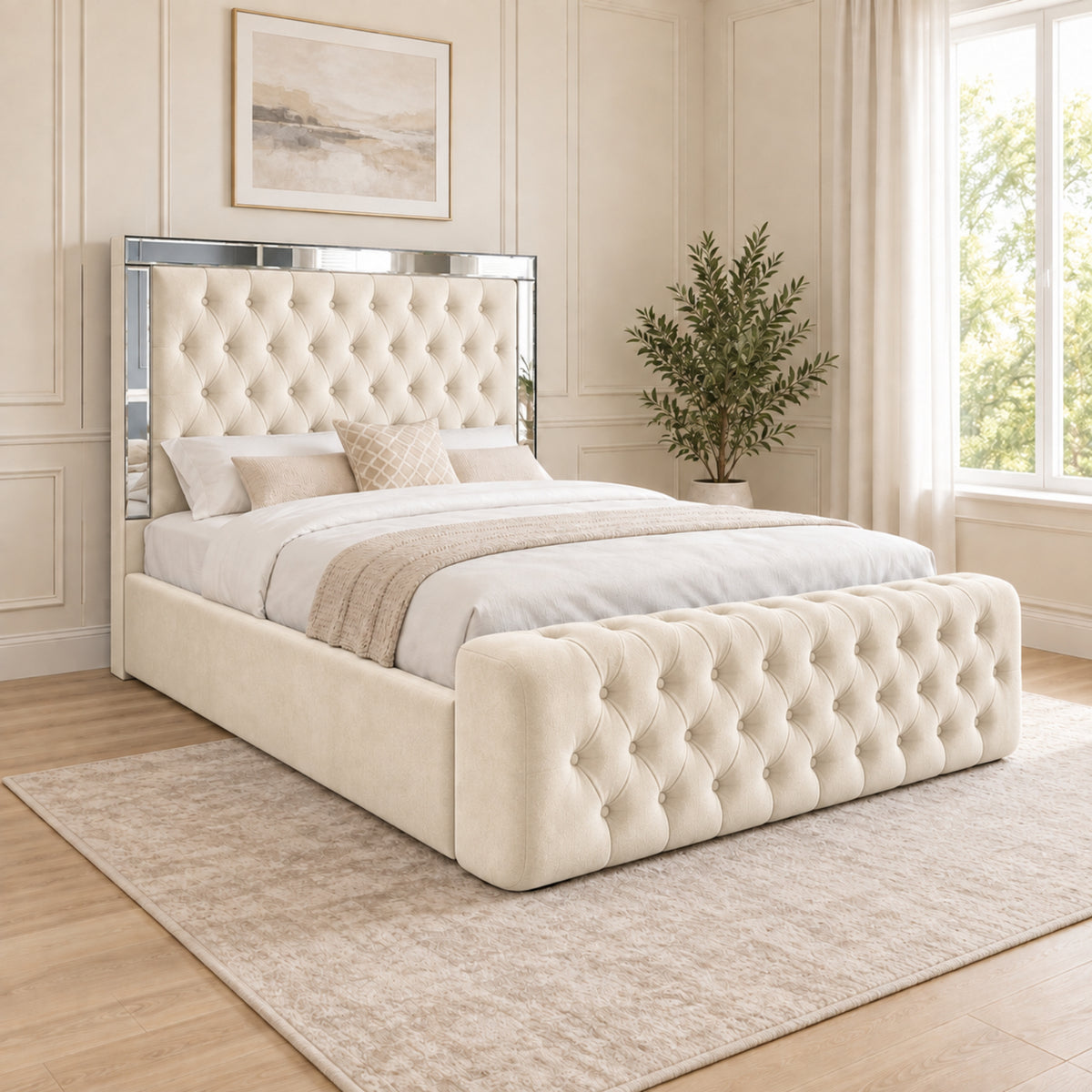 Marino Mirror Upholstered Soft Velvet Bed Frame