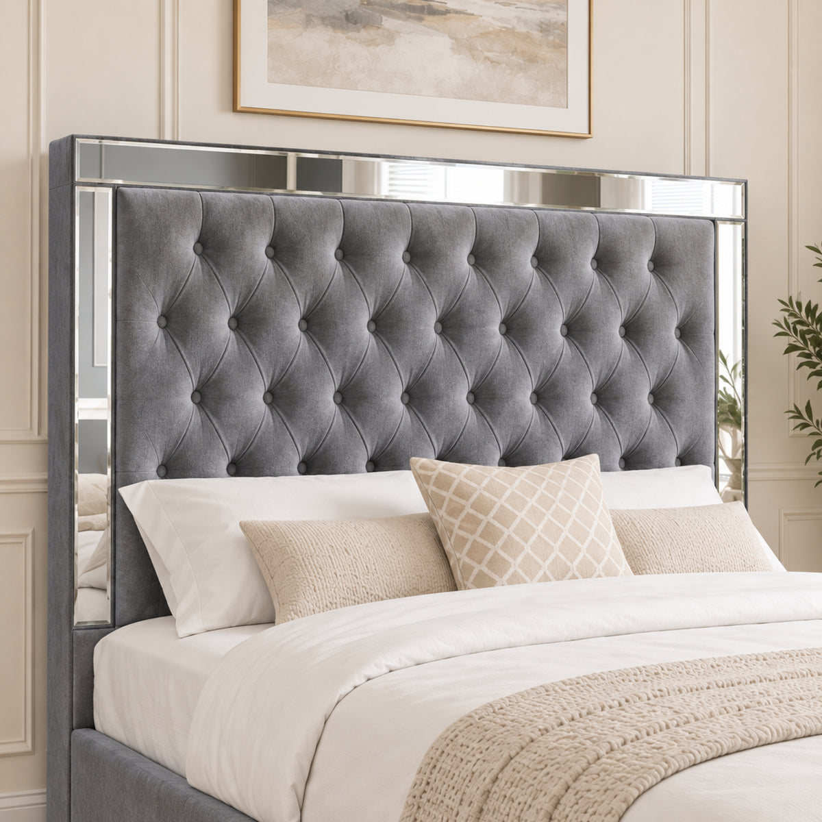 Marino Mirror Upholstered Soft Velvet Bed Frame