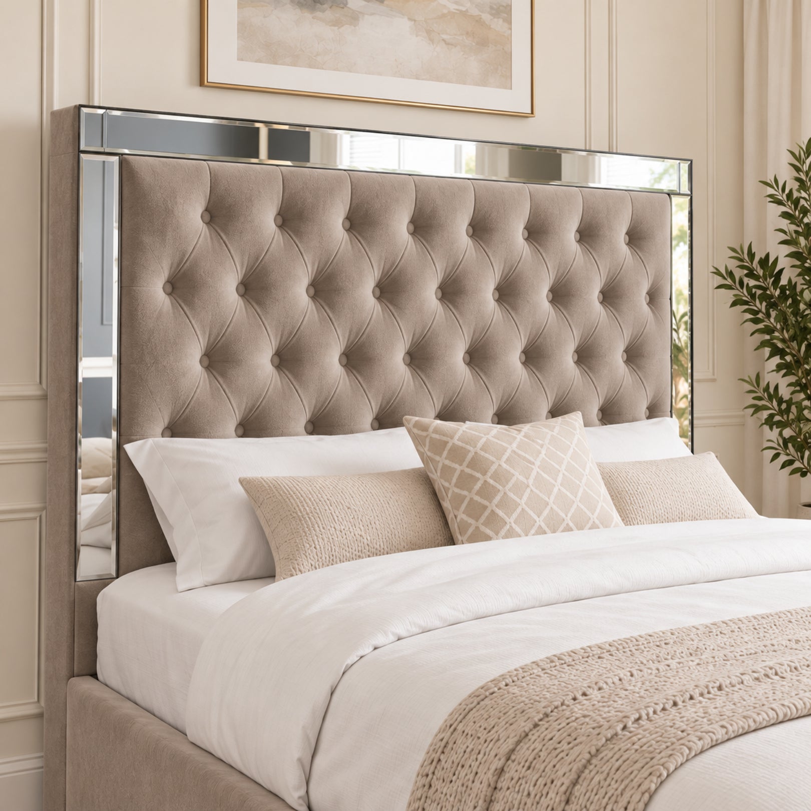 Marino Mirror Upholstered Soft Velvet Bed Frame