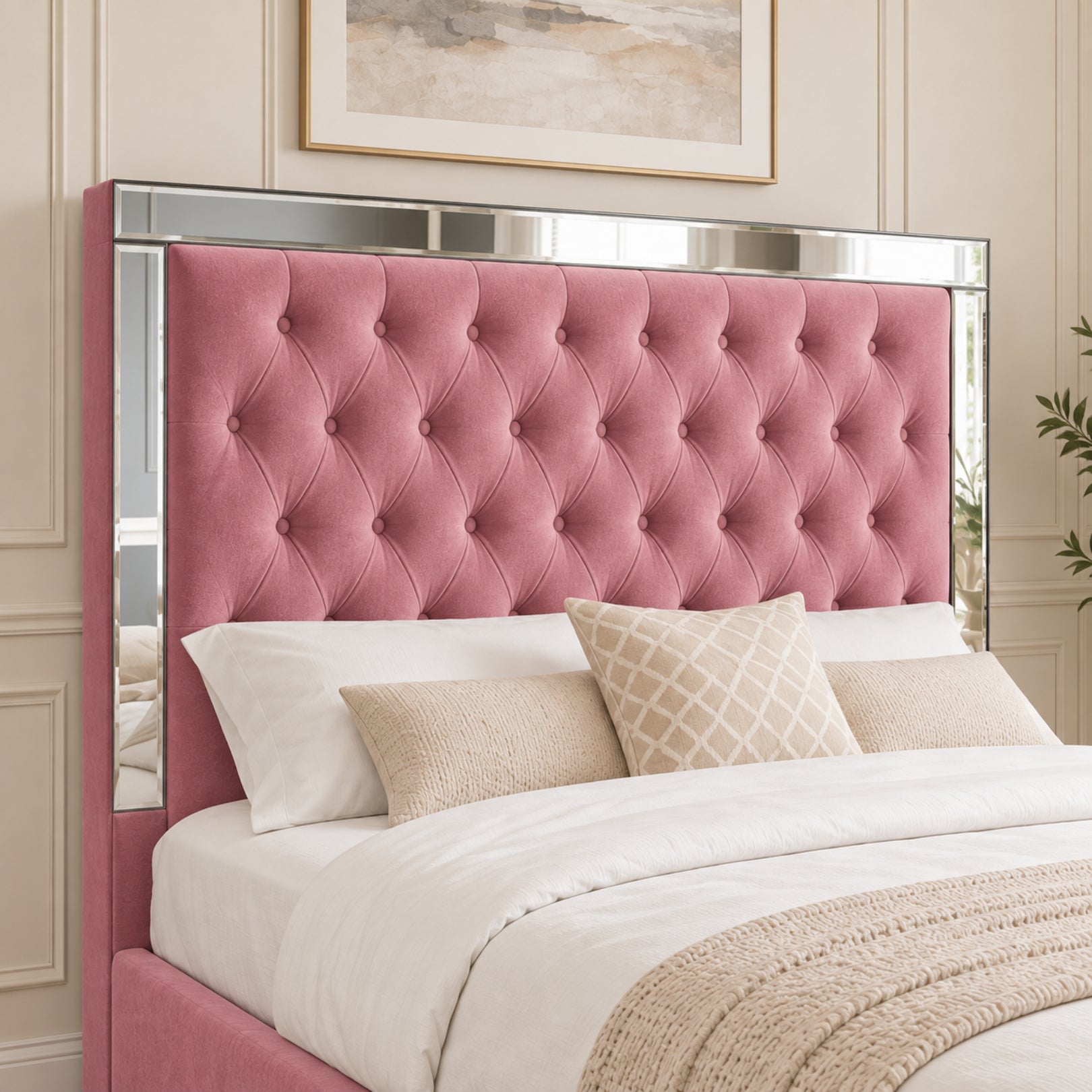 Marino Mirror Upholstered Soft Velvet Bed Frame