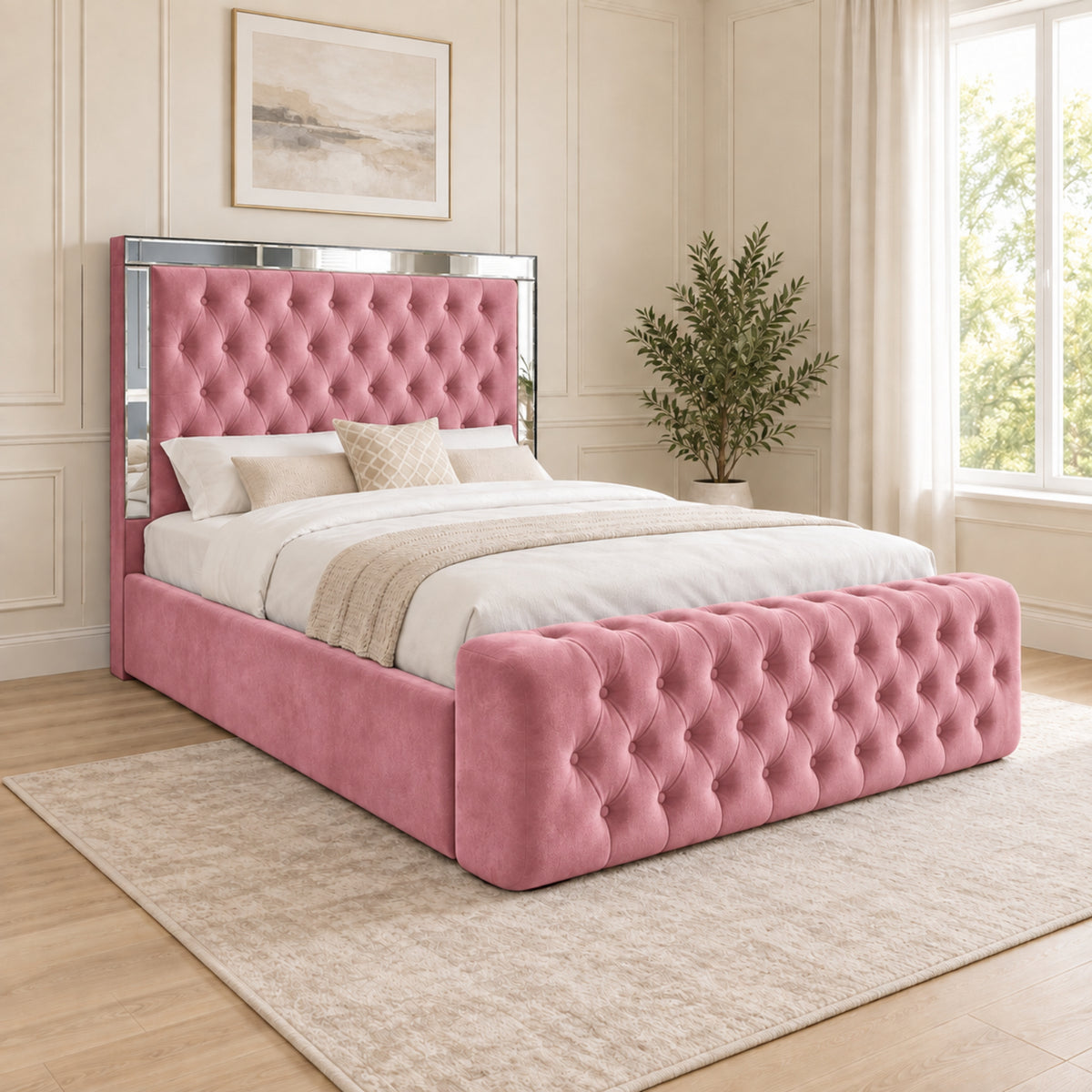 Marino Mirror Upholstered Soft Velvet Bed Frame