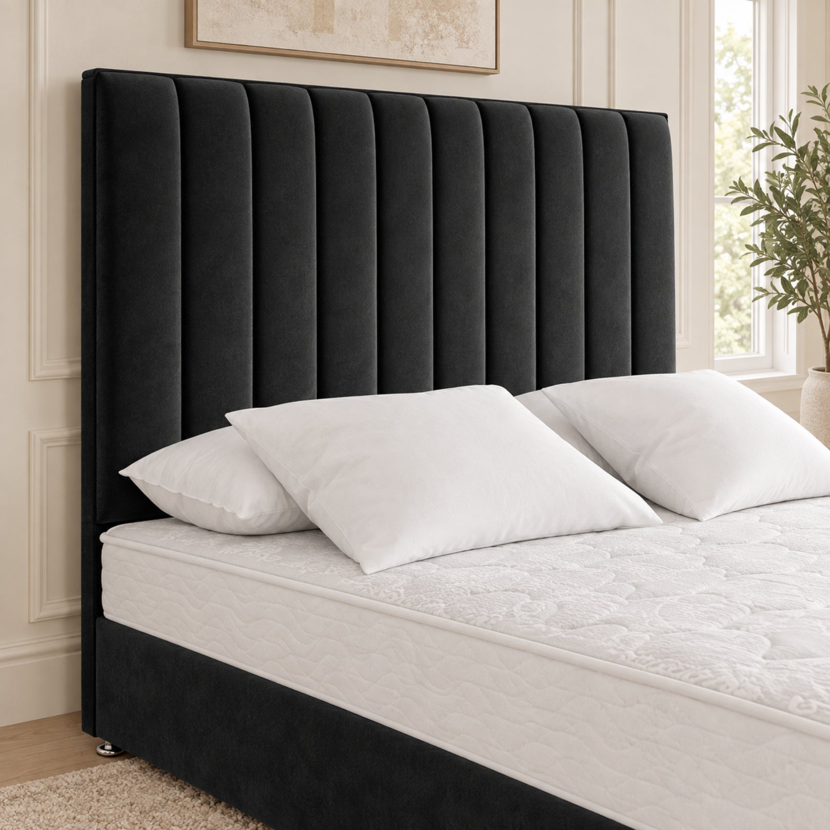 Maxton Divan Bed With Vertical Line Headboard