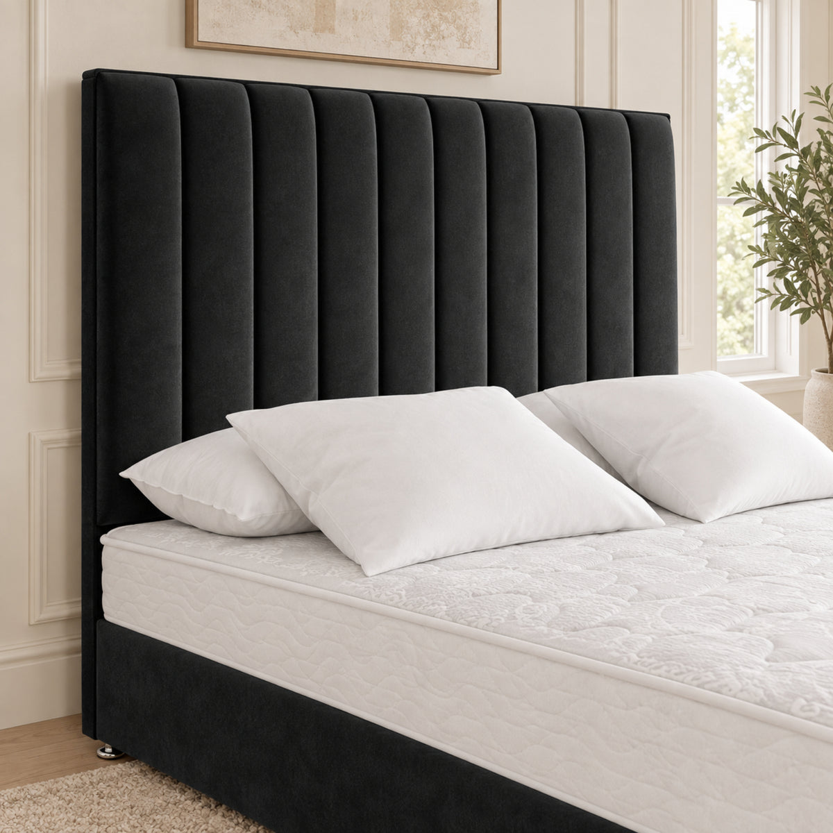 Maxton Divan Bed With Vertical Line Headboard