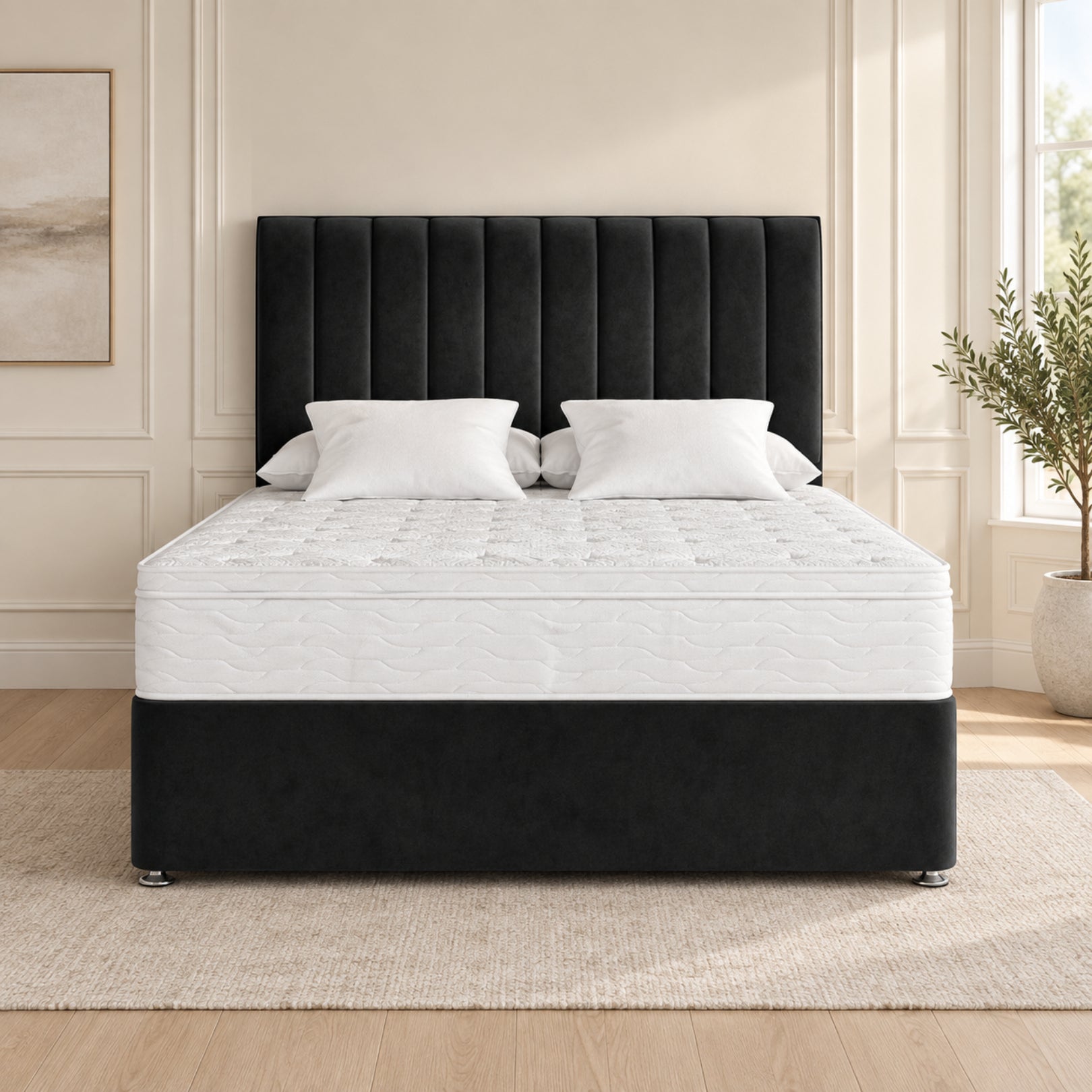 Maxton Divan Bed With Vertical Line Headboard