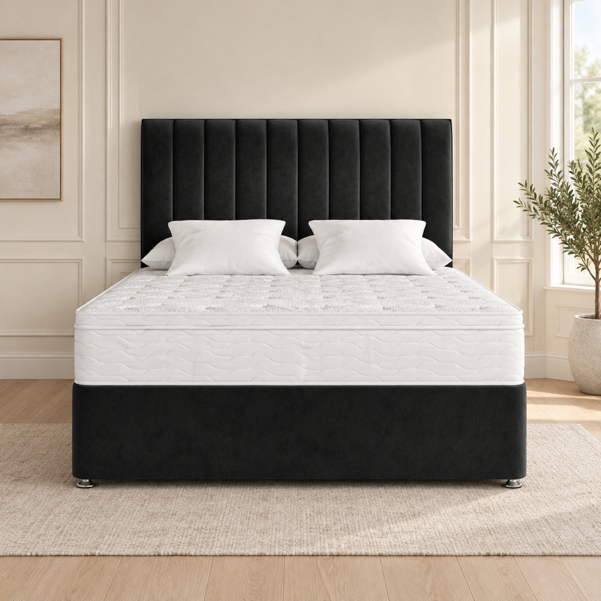 Maxton Divan Bed With Vertical Line Headboard