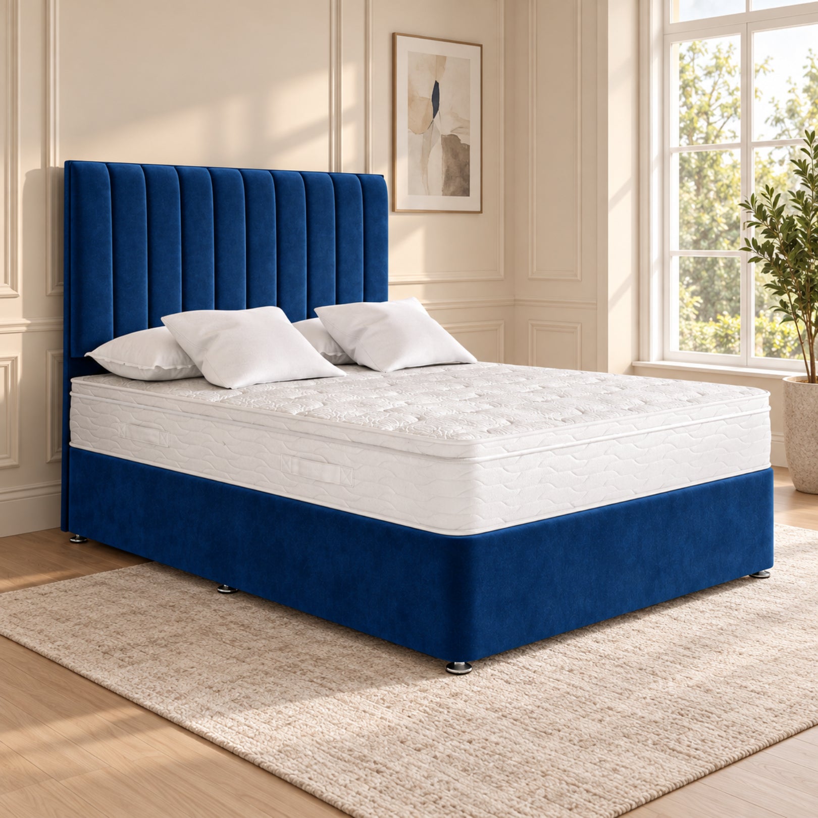 Maxton Divan Bed With Vertical Line Headboard