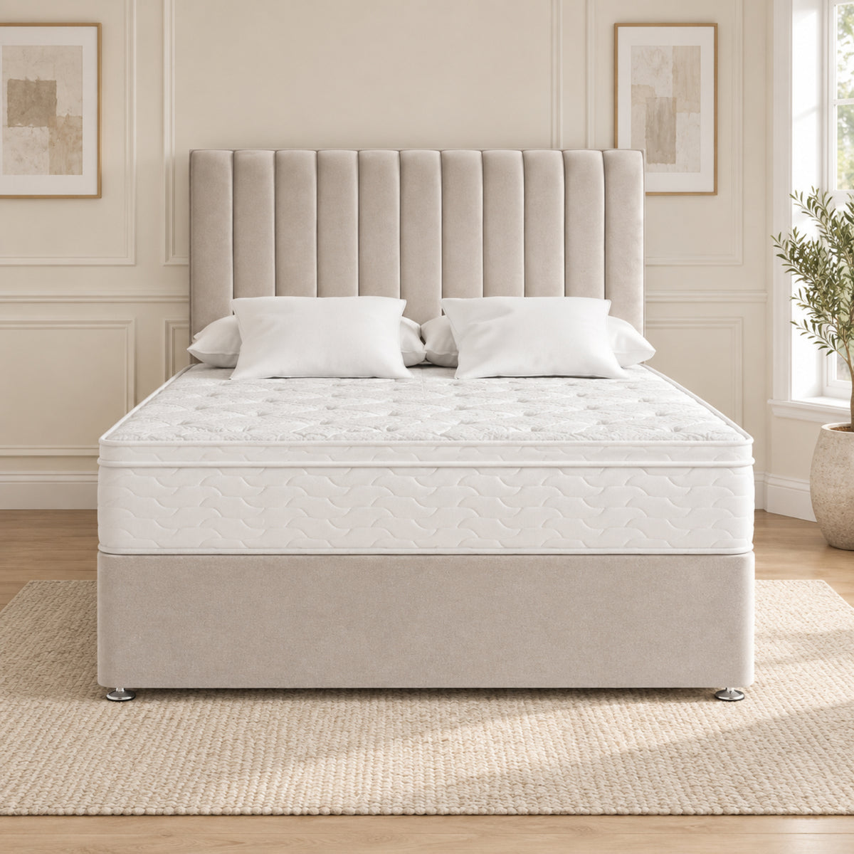 Maxton Divan Bed With Vertical Line Headboard