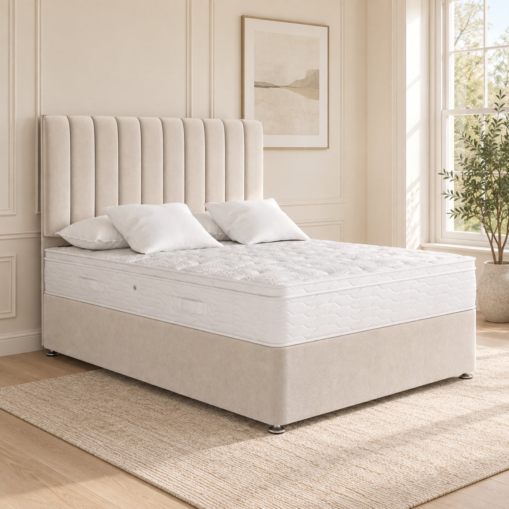 Maxton Divan Bed With Vertical Line Headboard