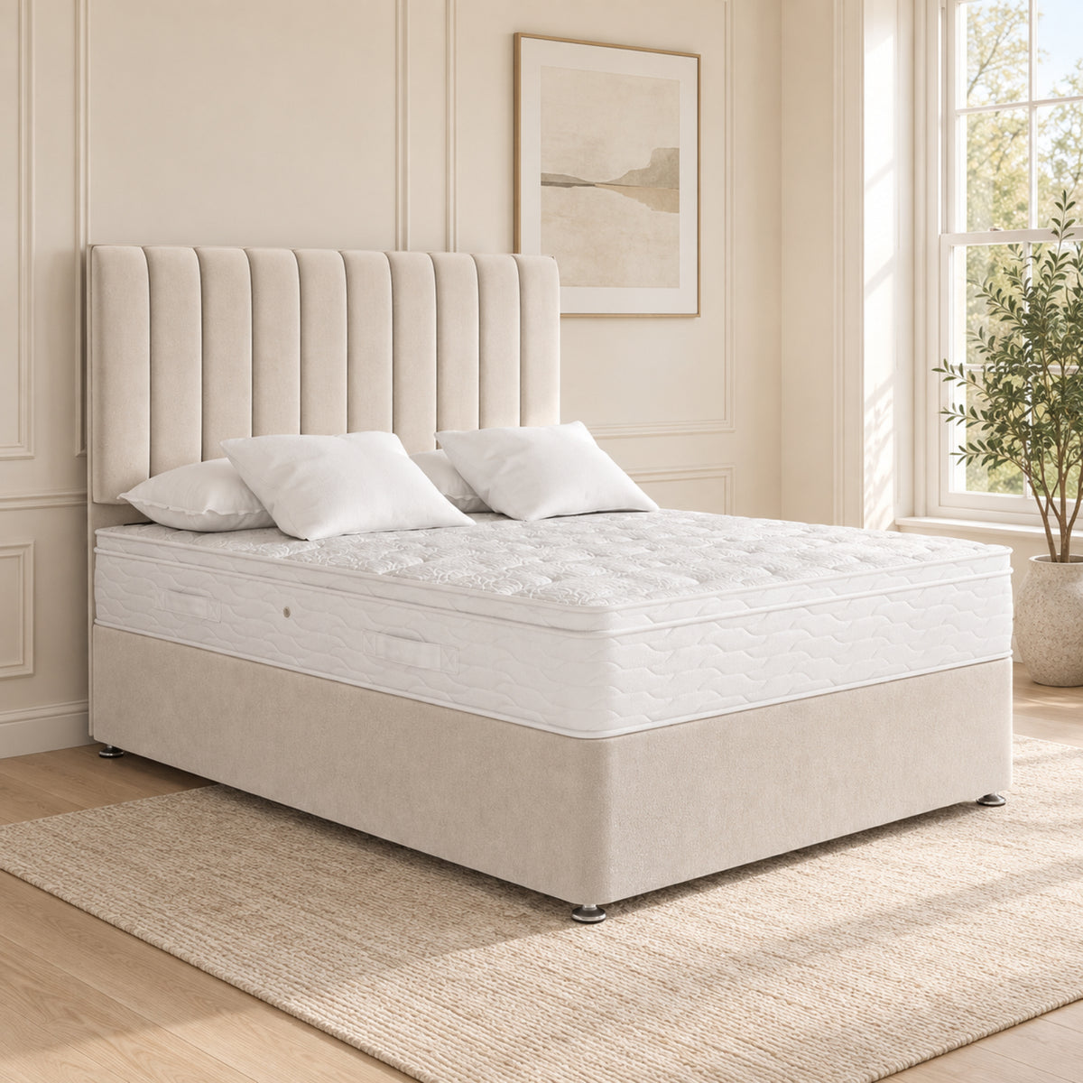 Maxton Divan Bed With Vertical Line Headboard
