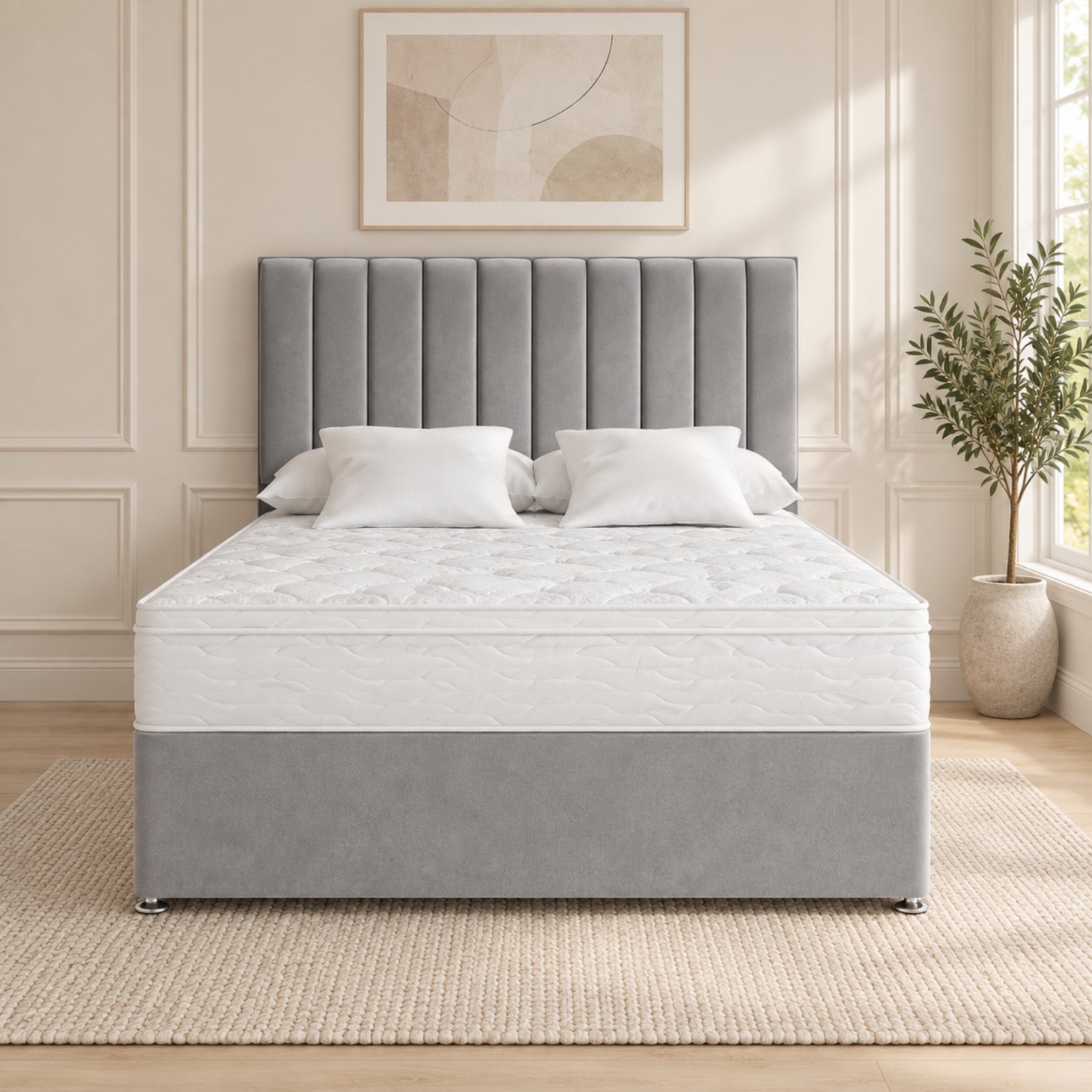 Maxton Divan Bed With Vertical Line Headboard