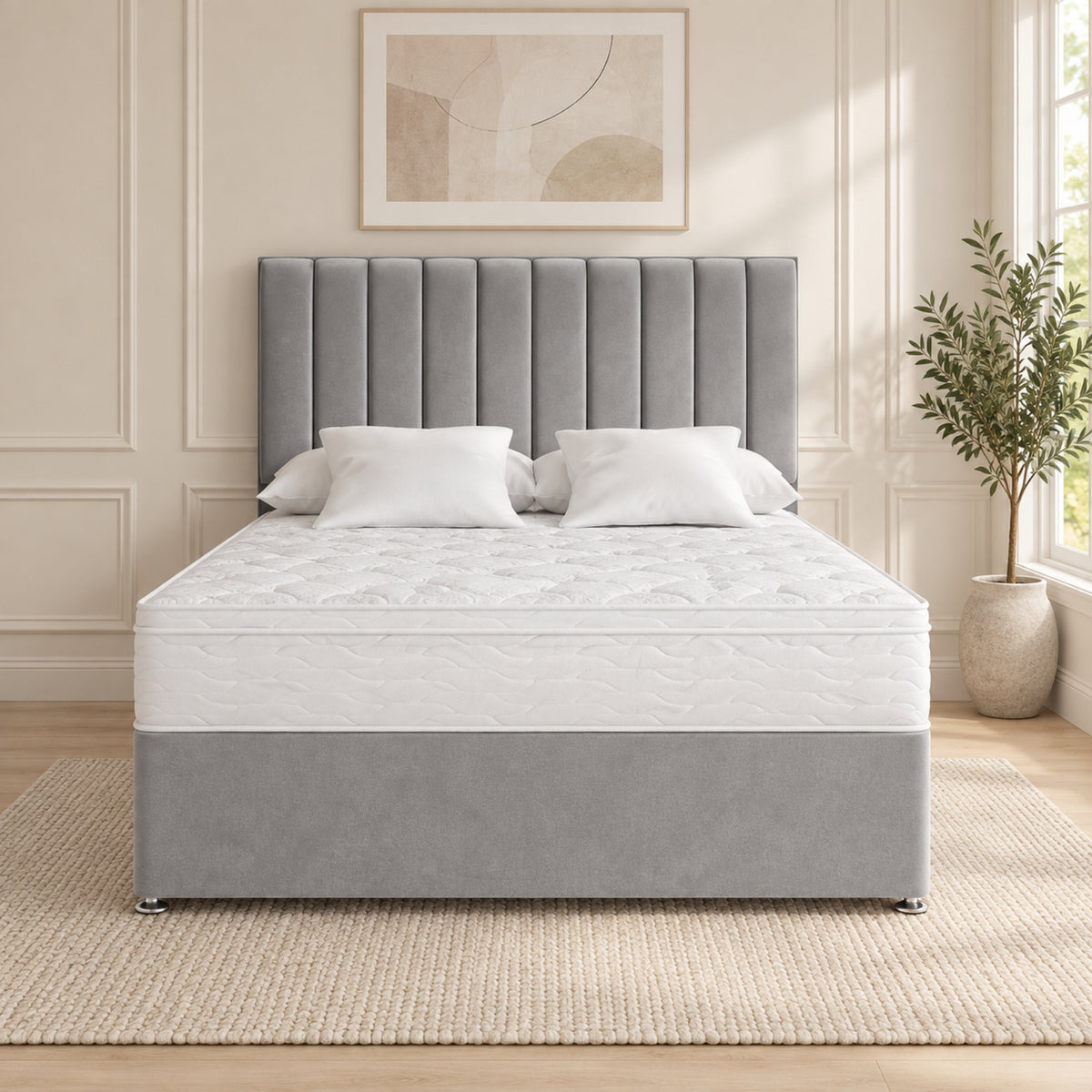 Maxton Divan Bed With Vertical Line Headboard