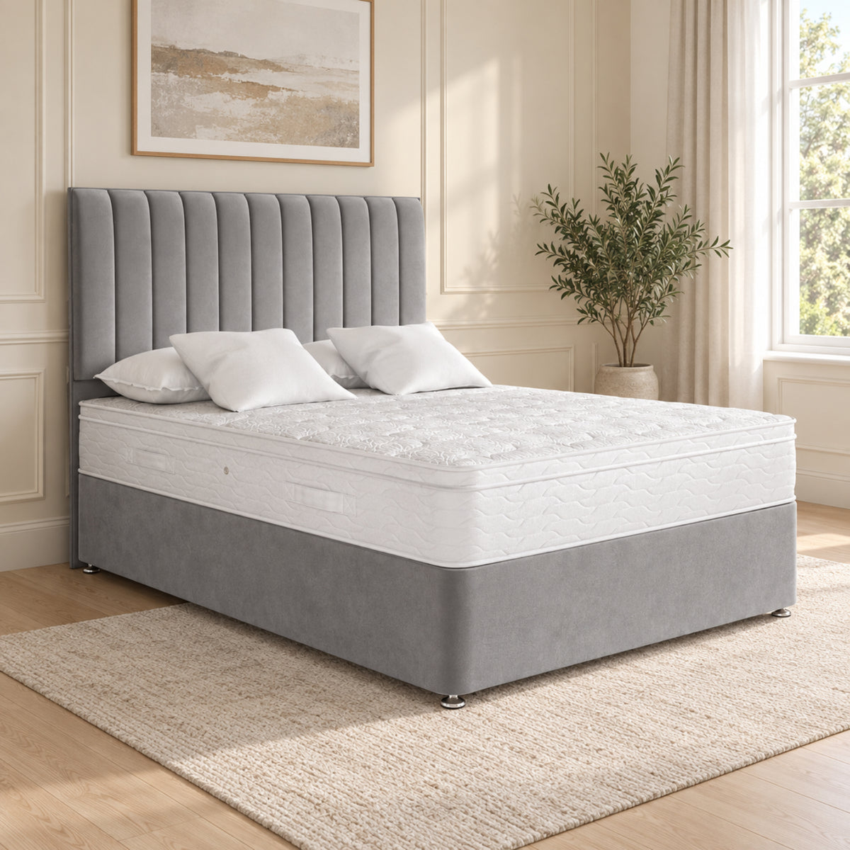 Maxton Divan Bed With Vertical Line Headboard