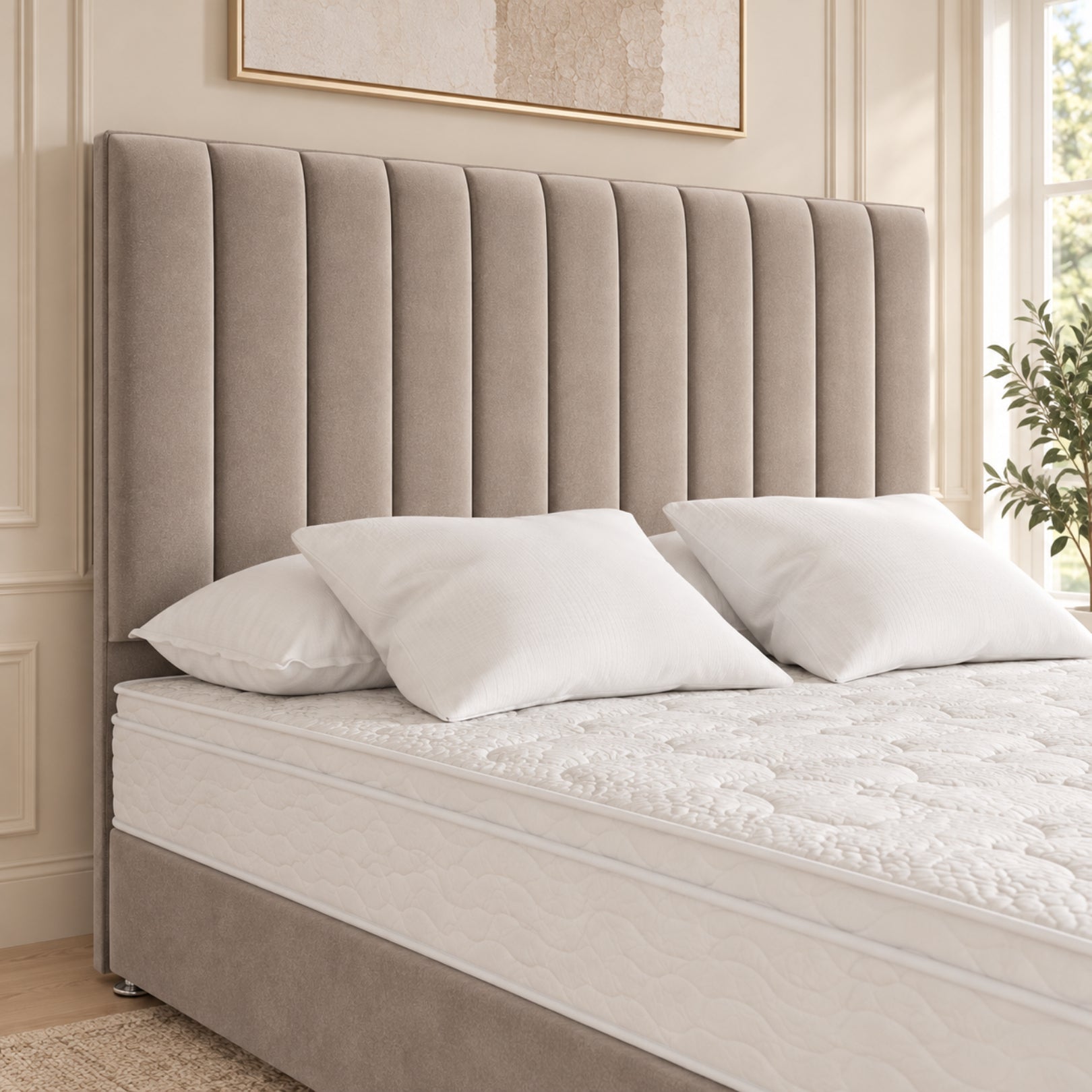 Maxton Divan Bed With Vertical Line Headboard
