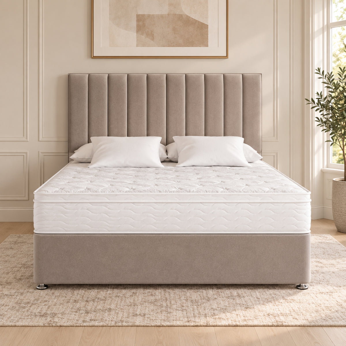 Maxton Divan Bed With Vertical Line Headboard