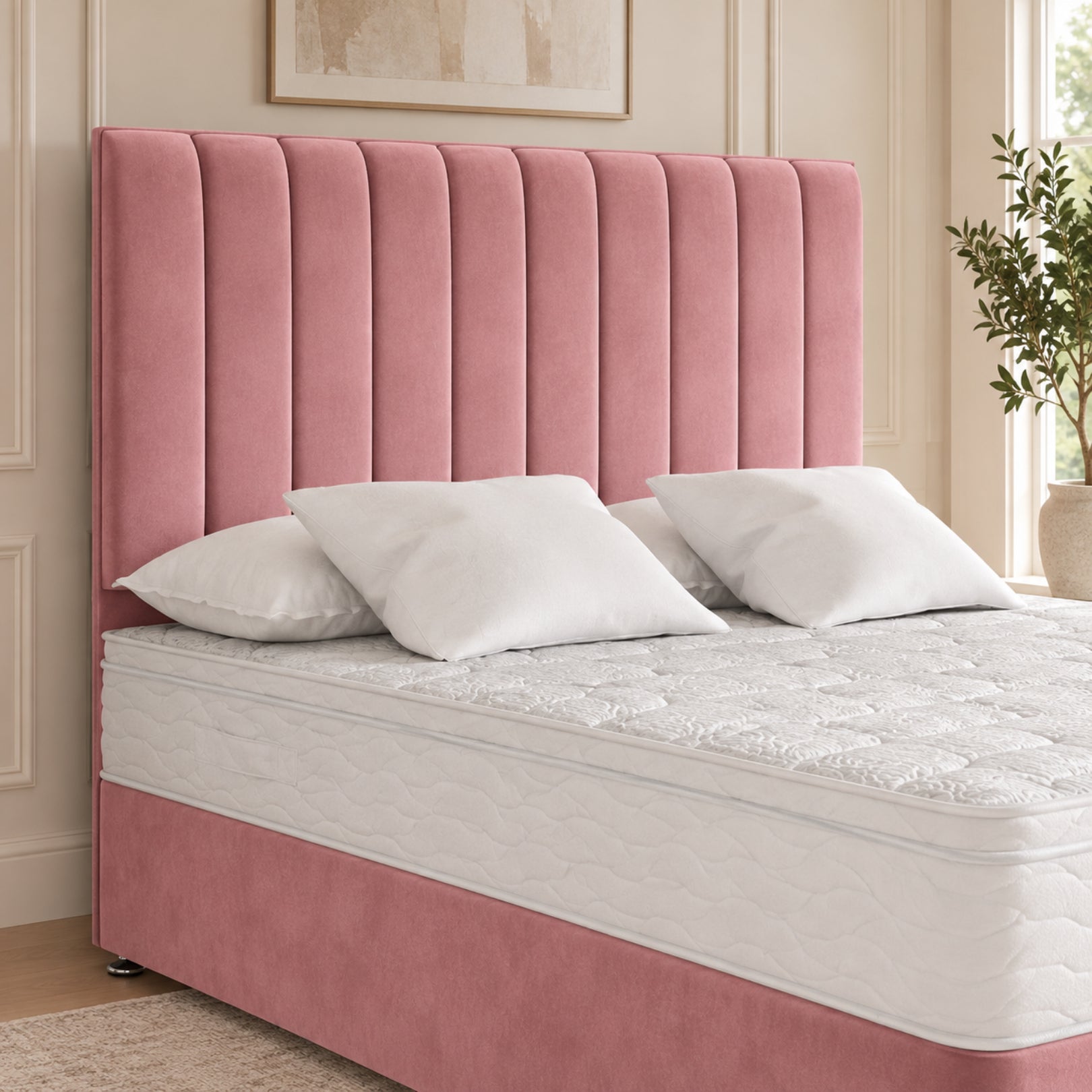 Maxton Divan Bed With Vertical Line Headboard