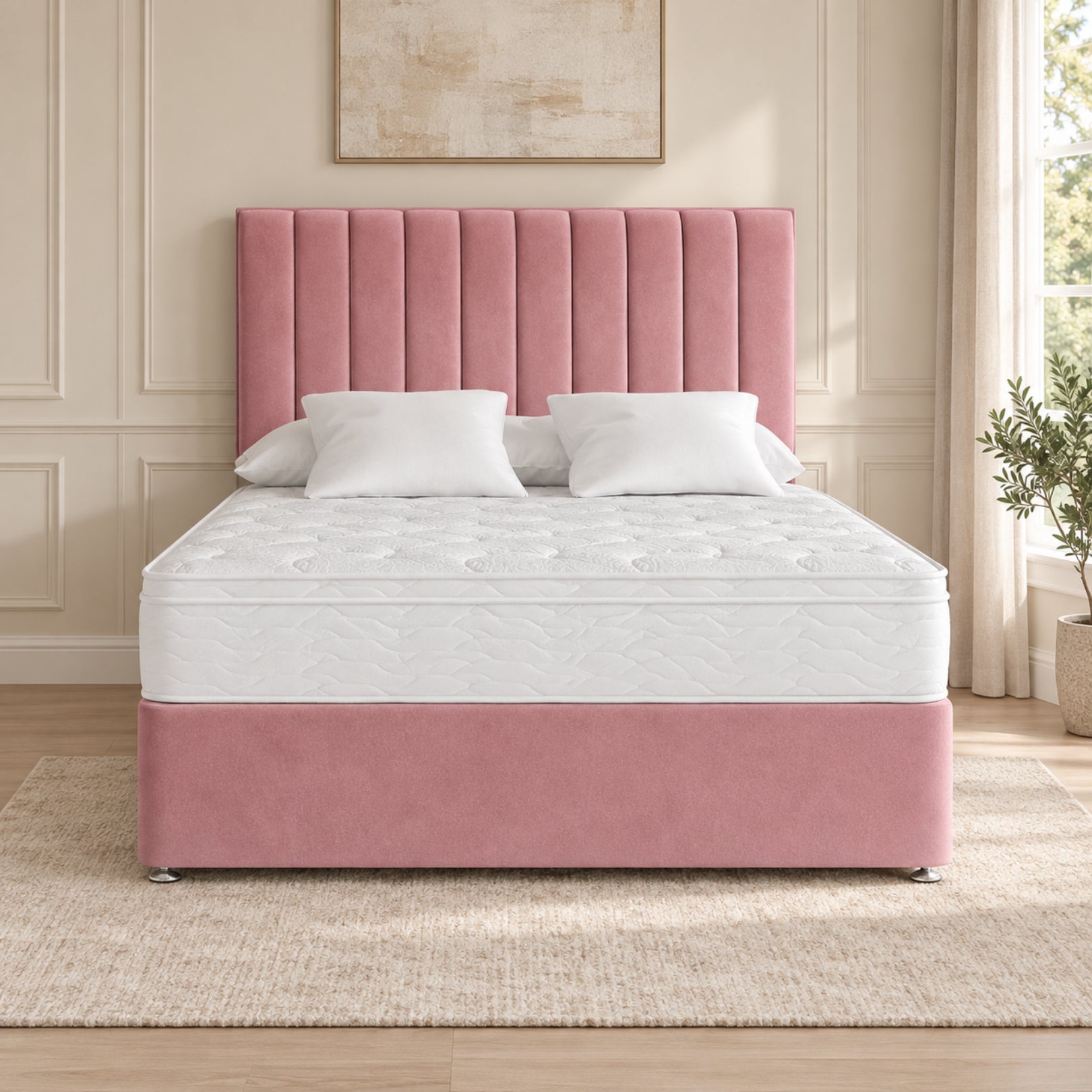 Maxton Divan Bed With Vertical Line Headboard
