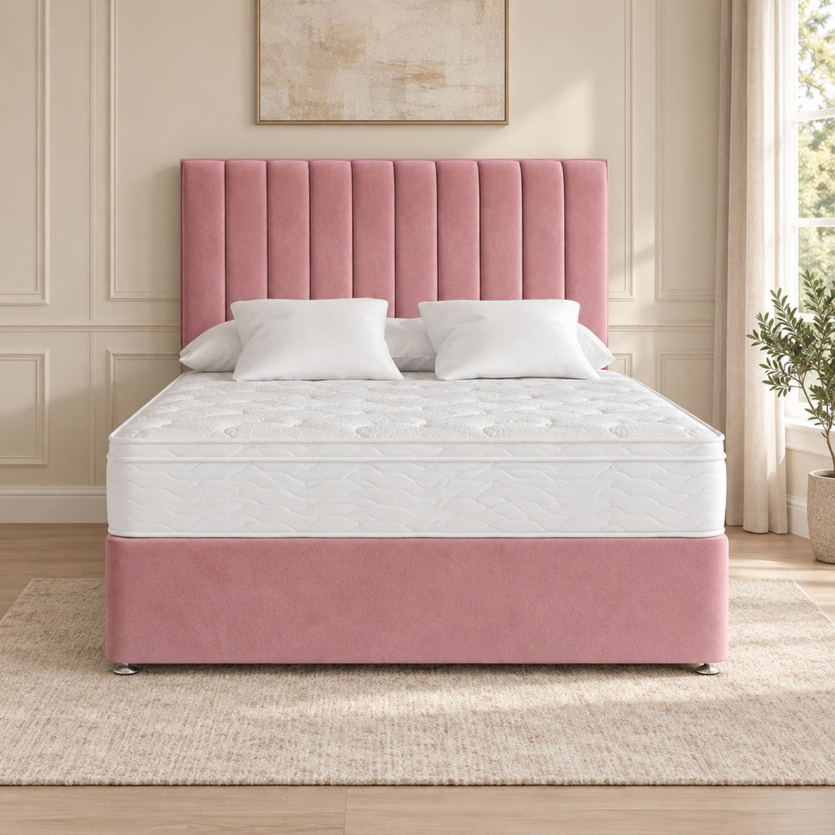 Maxton Divan Bed With Vertical Line Headboard