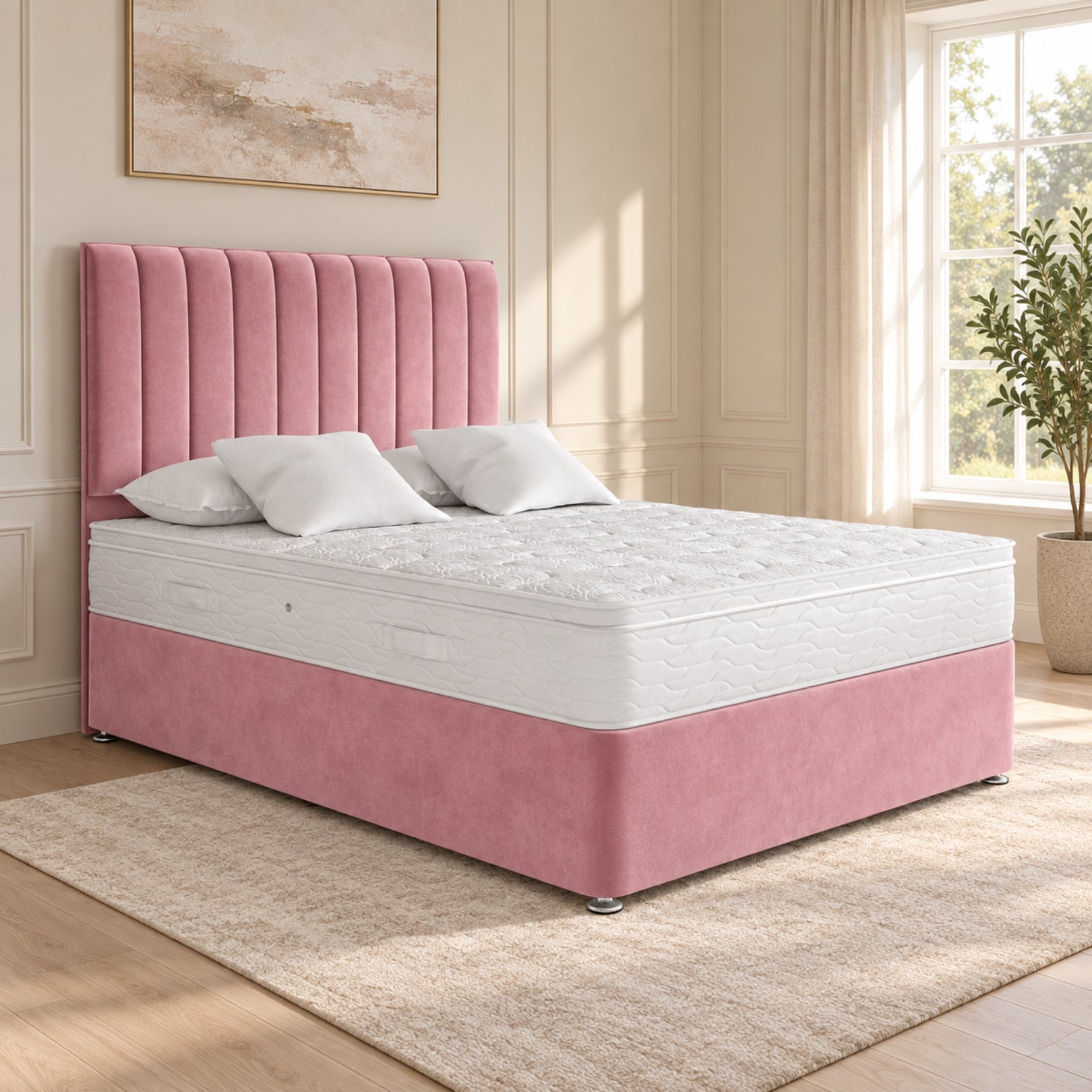 Maxton Divan Bed With Vertical Line Headboard