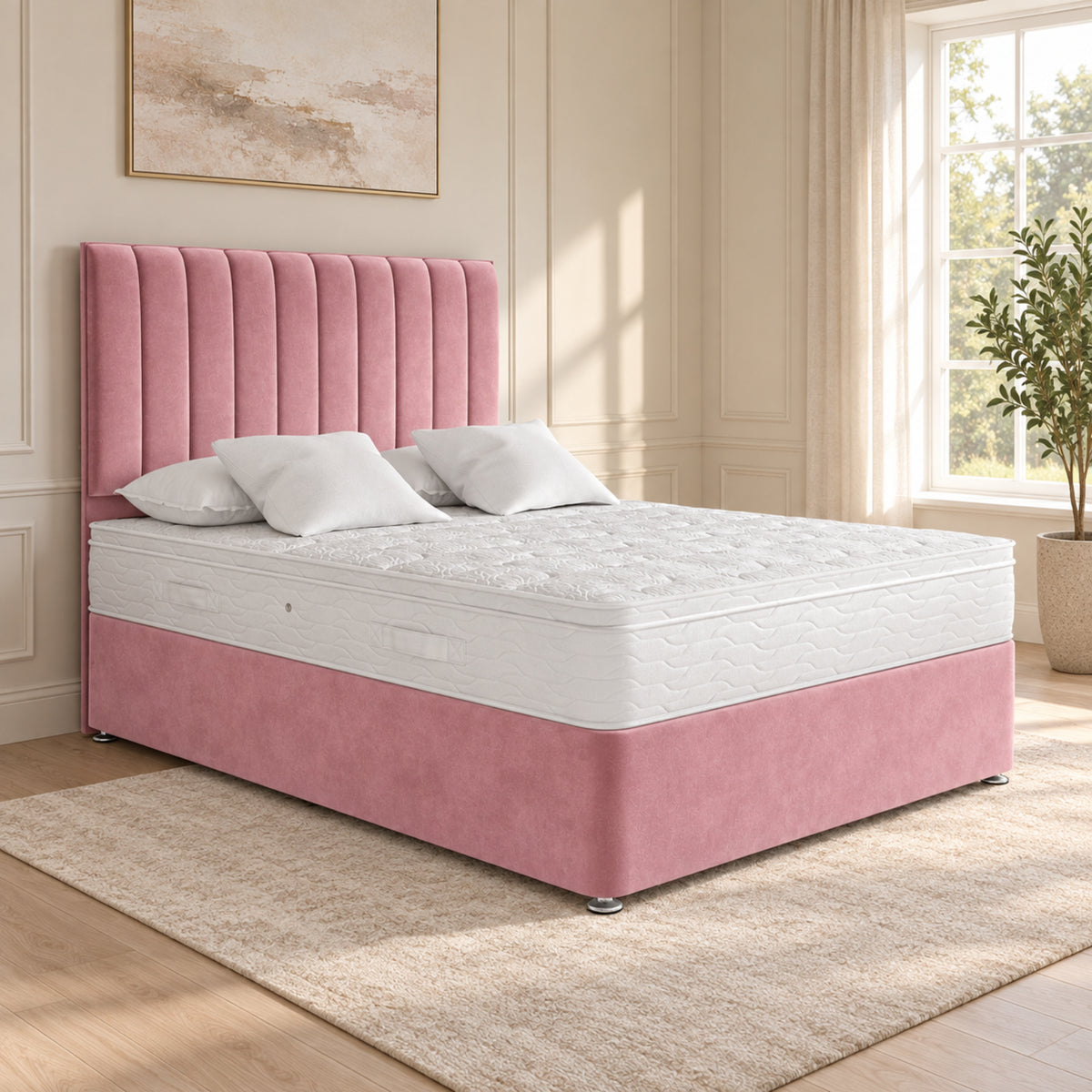 Maxton Divan Bed With Vertical Line Headboard