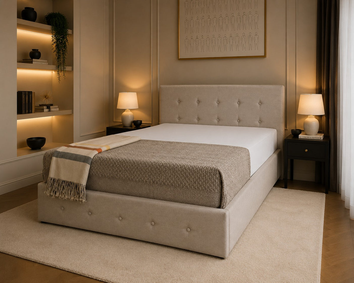 Montalcino Button Studded Headboard and Base Upholstered Bed Frame