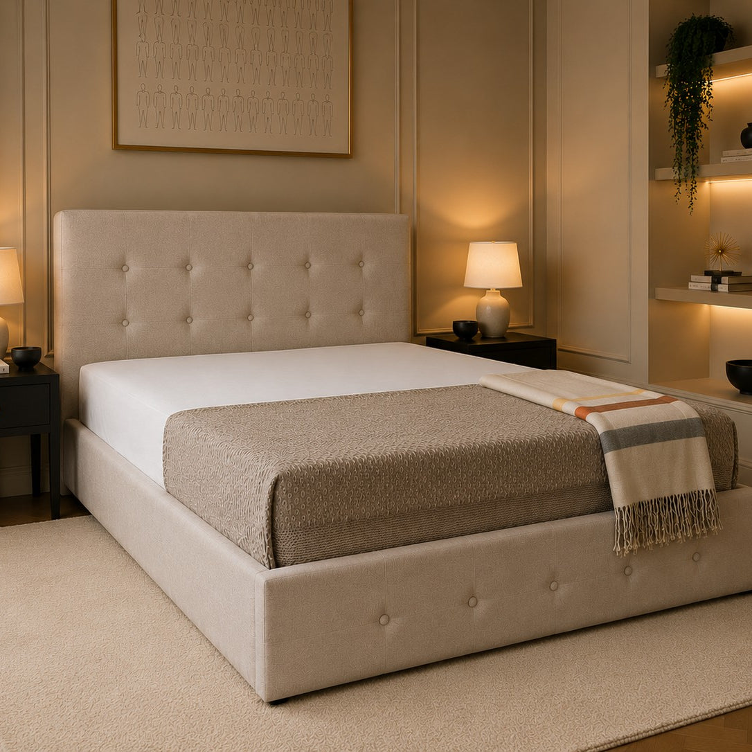 Montalcino Button Studded Headboard and Base Upholstered Bed Frame