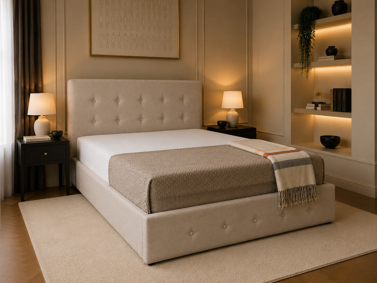Montalcino Button Studded Headboard and Base Upholstered Bed Frame