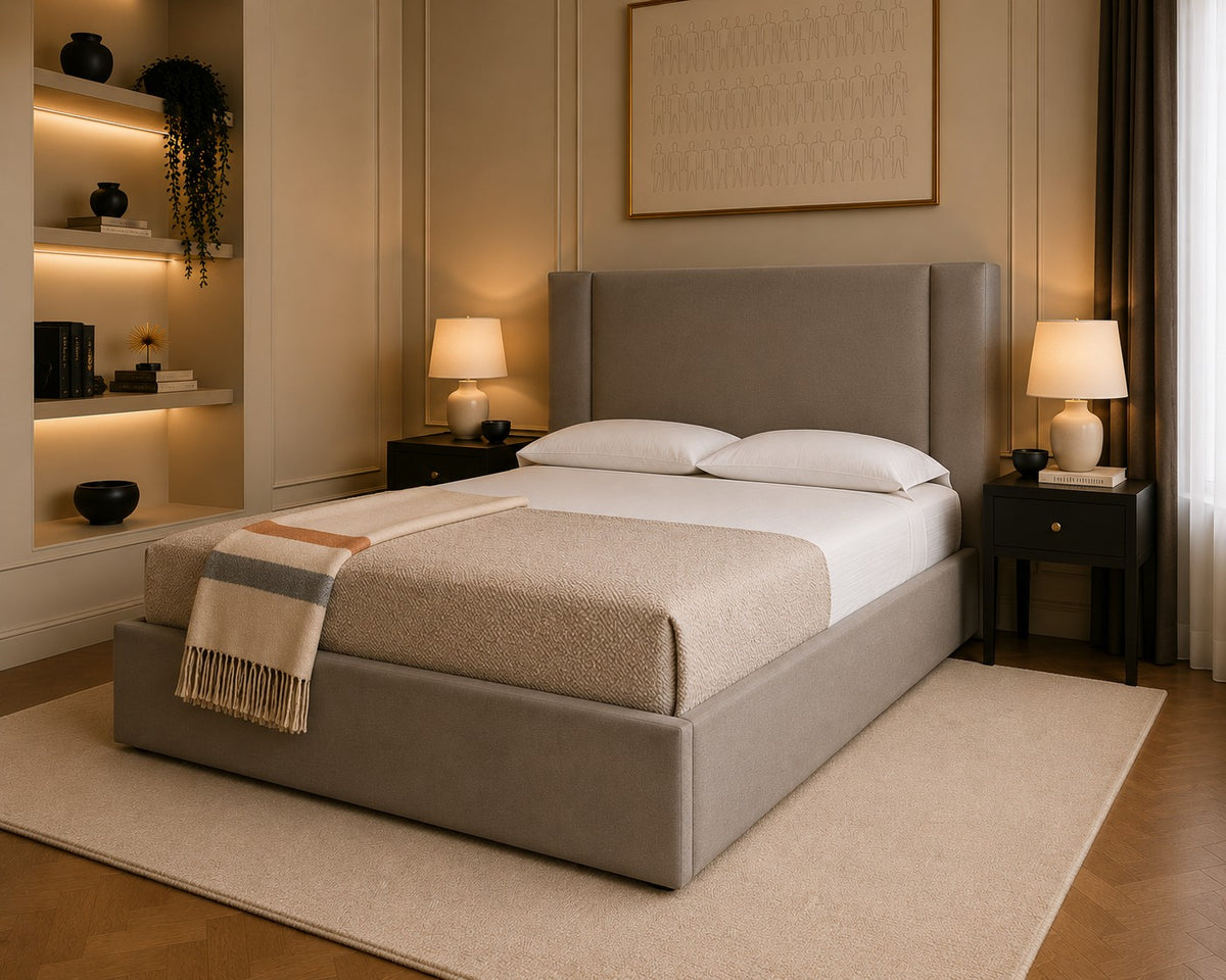 Murano Plain Winged Headboard Upholstered Bed Frame