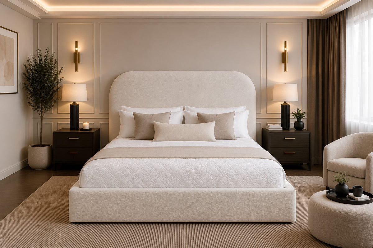 Napoli Curved Top Headboard Upholstered Bed Frame