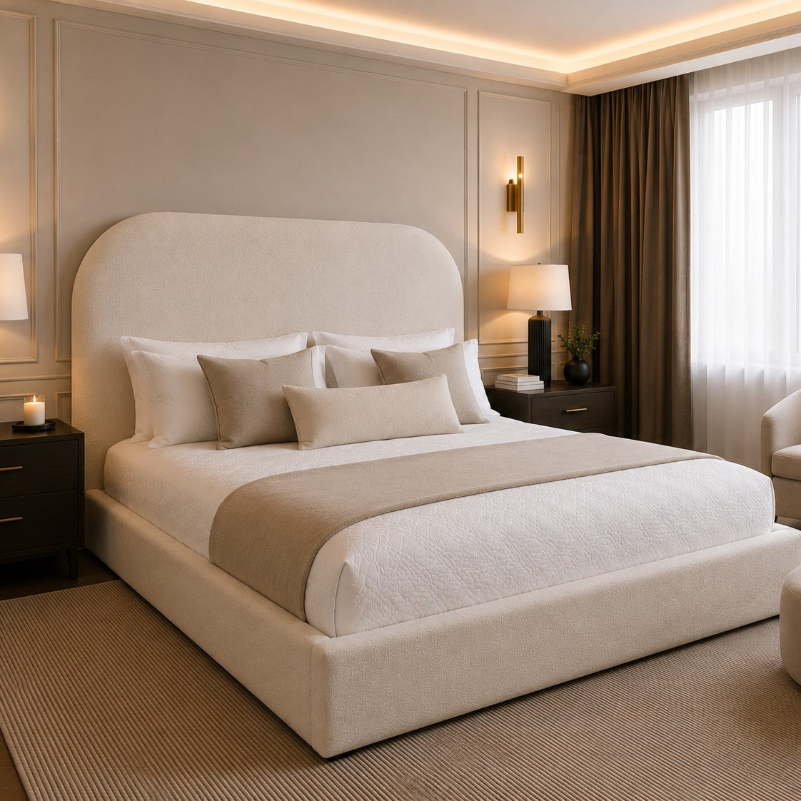 Napoli Curved Top Headboard Upholstered Bed Frame