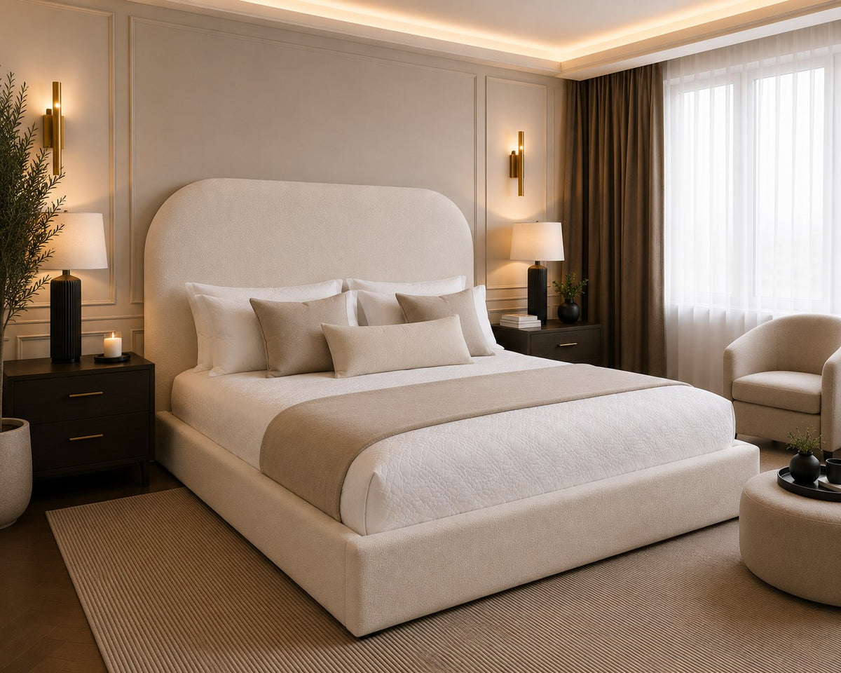 Napoli Curved Top Headboard Upholstered Bed Frame