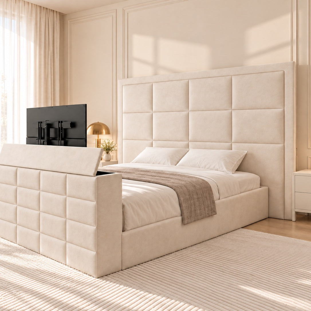 New York Upholstered TV Bed Frame