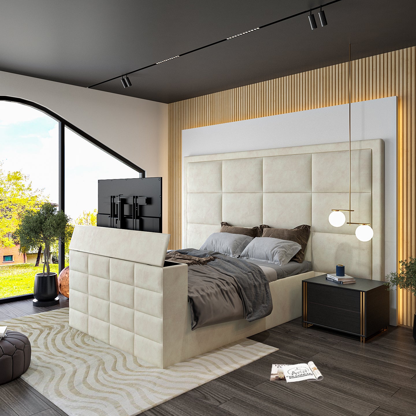 New York Upholstered TV Bed Frame