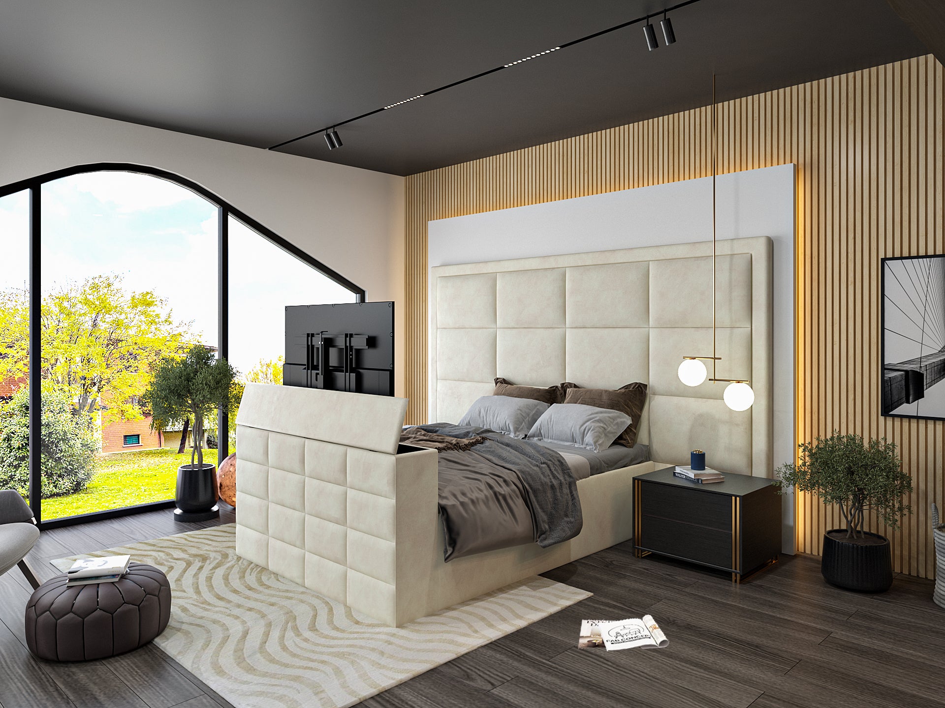 New York Upholstered TV Bed Frame