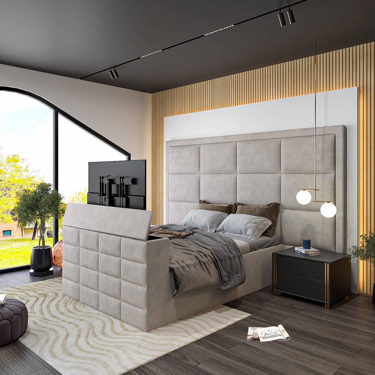 New York Upholstered TV Bed Frame