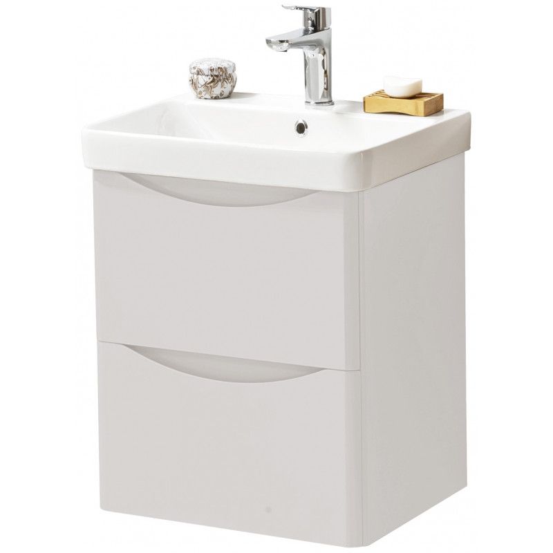 Noah Cashmere Wall Mounted 2 Drawer Unit & Ceramic Basin