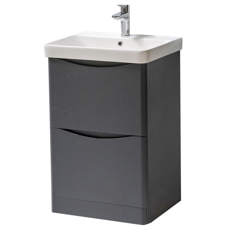 Noah Matt Graphite Floor Standing 2 Drawer Unit & Ceramic Basin