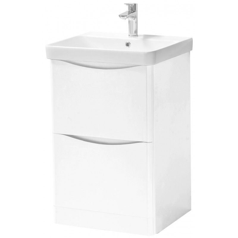 Noah White Gloss Floor Standing 2 Drawer Unit & Ceramic Basin