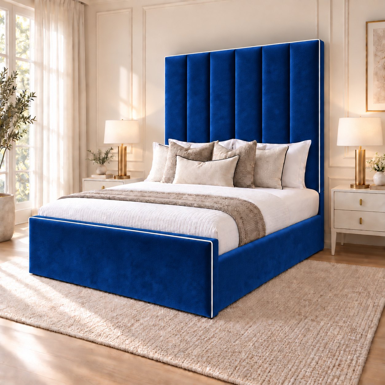 Noli bed in blue, side view