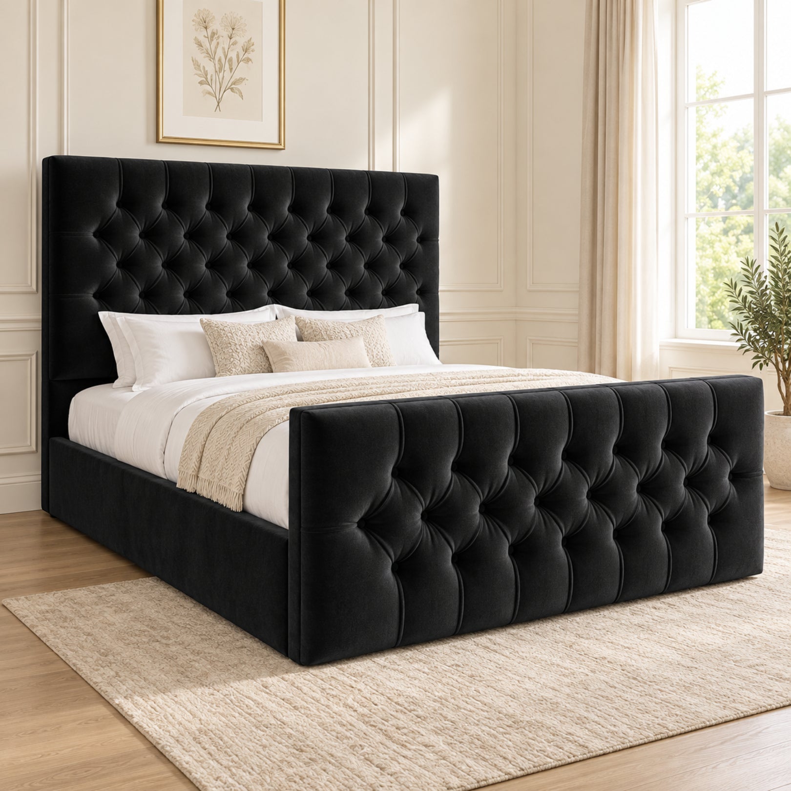 Novara Upholstered Soft Velvet Bed Frame