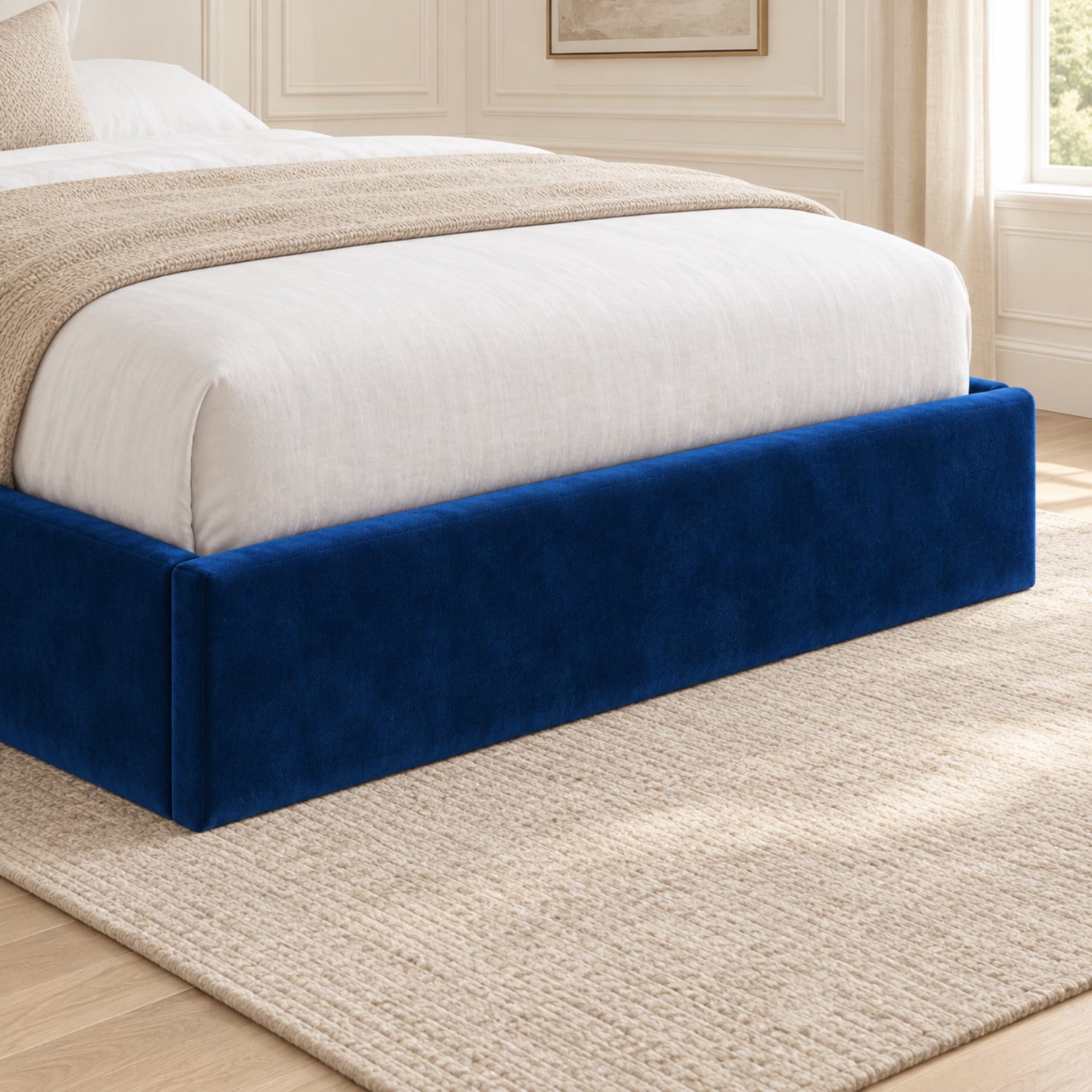 Nuno Straight Winged Upholstered Soft Velvet Bed Frame
