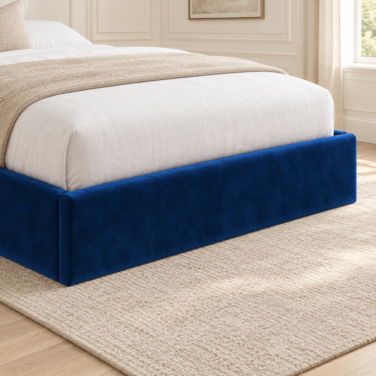 Nuno Straight Winged Upholstered Soft Velvet Bed Frame