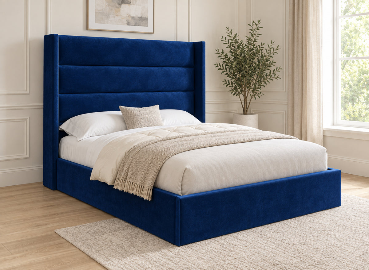 Nuno Straight Winged Upholstered Soft Velvet Bed Frame