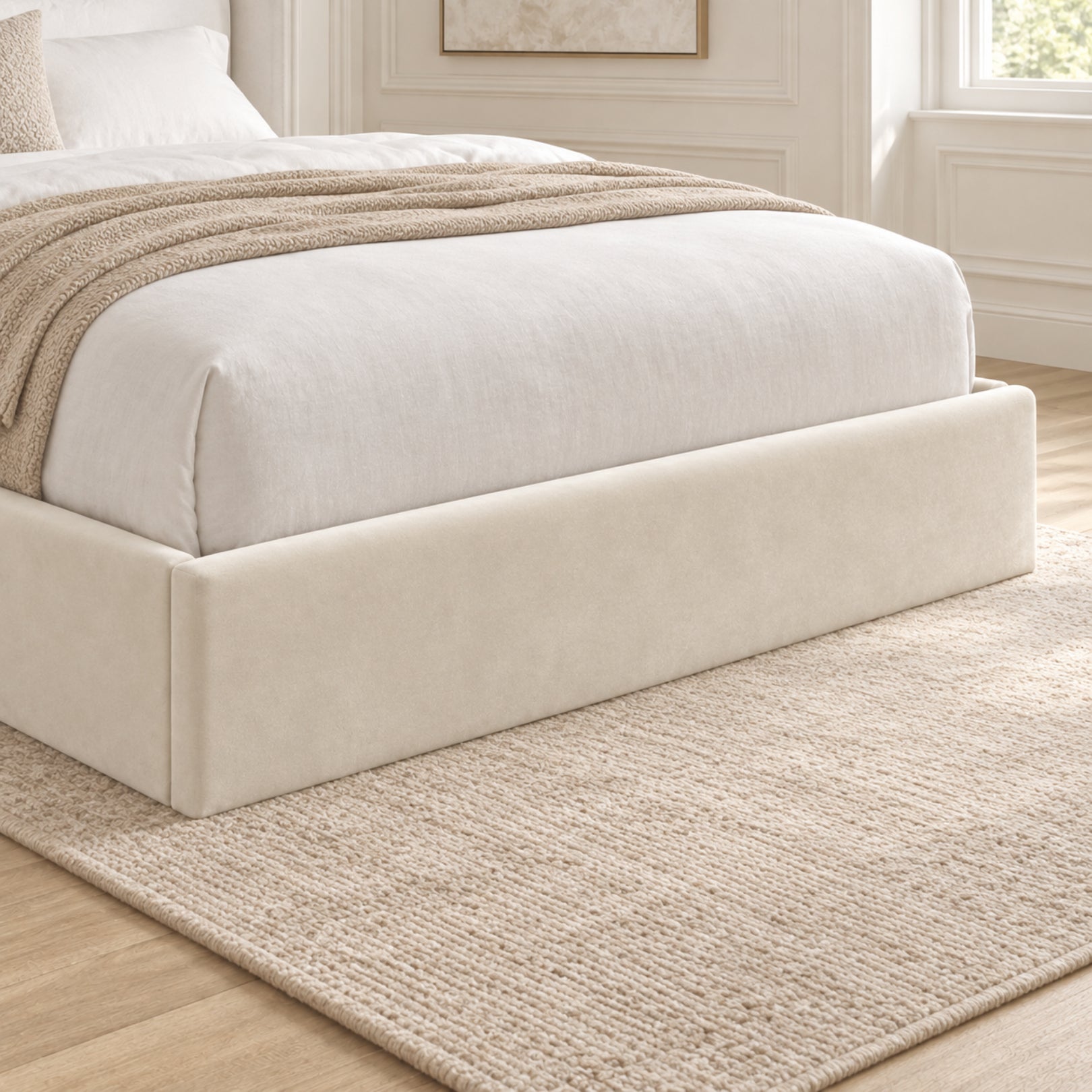 Nuno Straight Winged Upholstered Soft Velvet Bed Frame