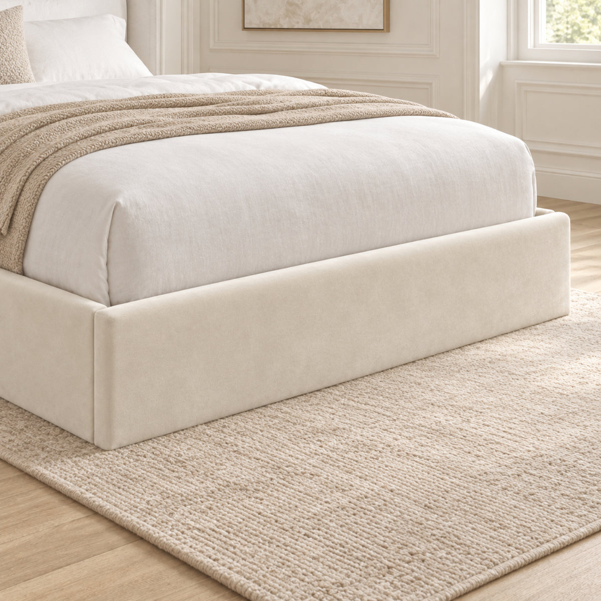 Nuno Straight Winged Upholstered Soft Velvet Bed Frame