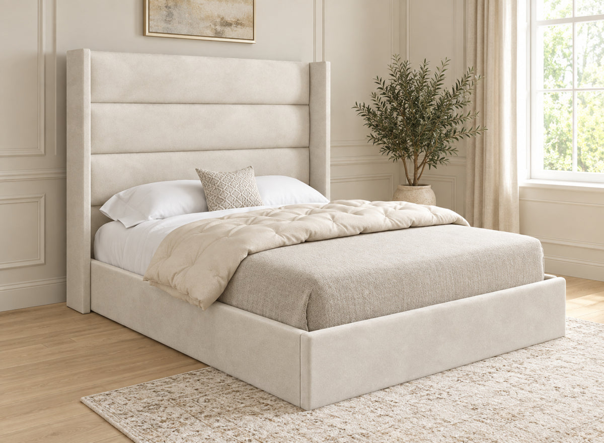 Nuno Straight Winged Upholstered Soft Velvet Bed Frame